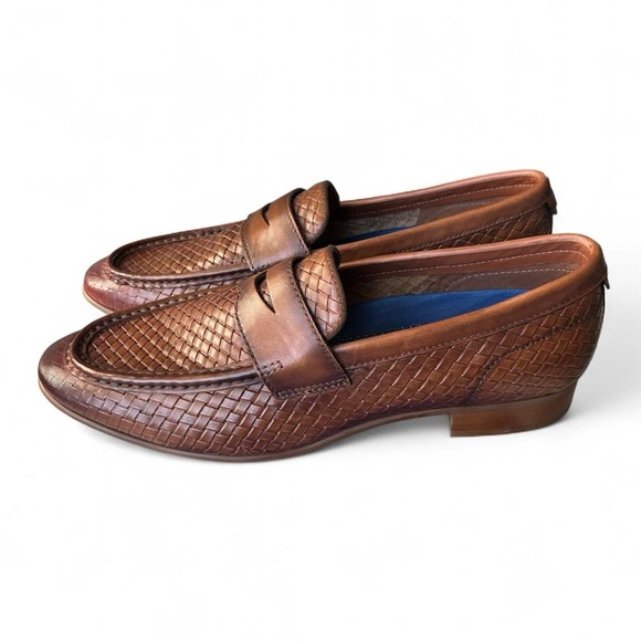 Vince Camuto Brown Woven Leather Garwin Loafer Men’s 10.5 - Picture 2 of 8